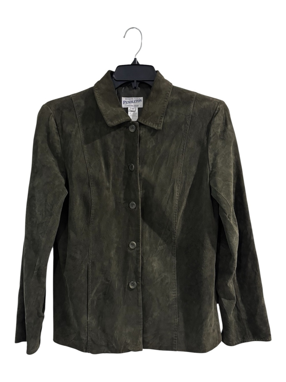 Pendleton Tailored Green Suede Leather Jacket Y2K Fashion Women’s Size Medium